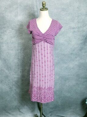 Athleta Dhara Bali Burnout Dress Women Size MT Purple Double Layer Casual Active